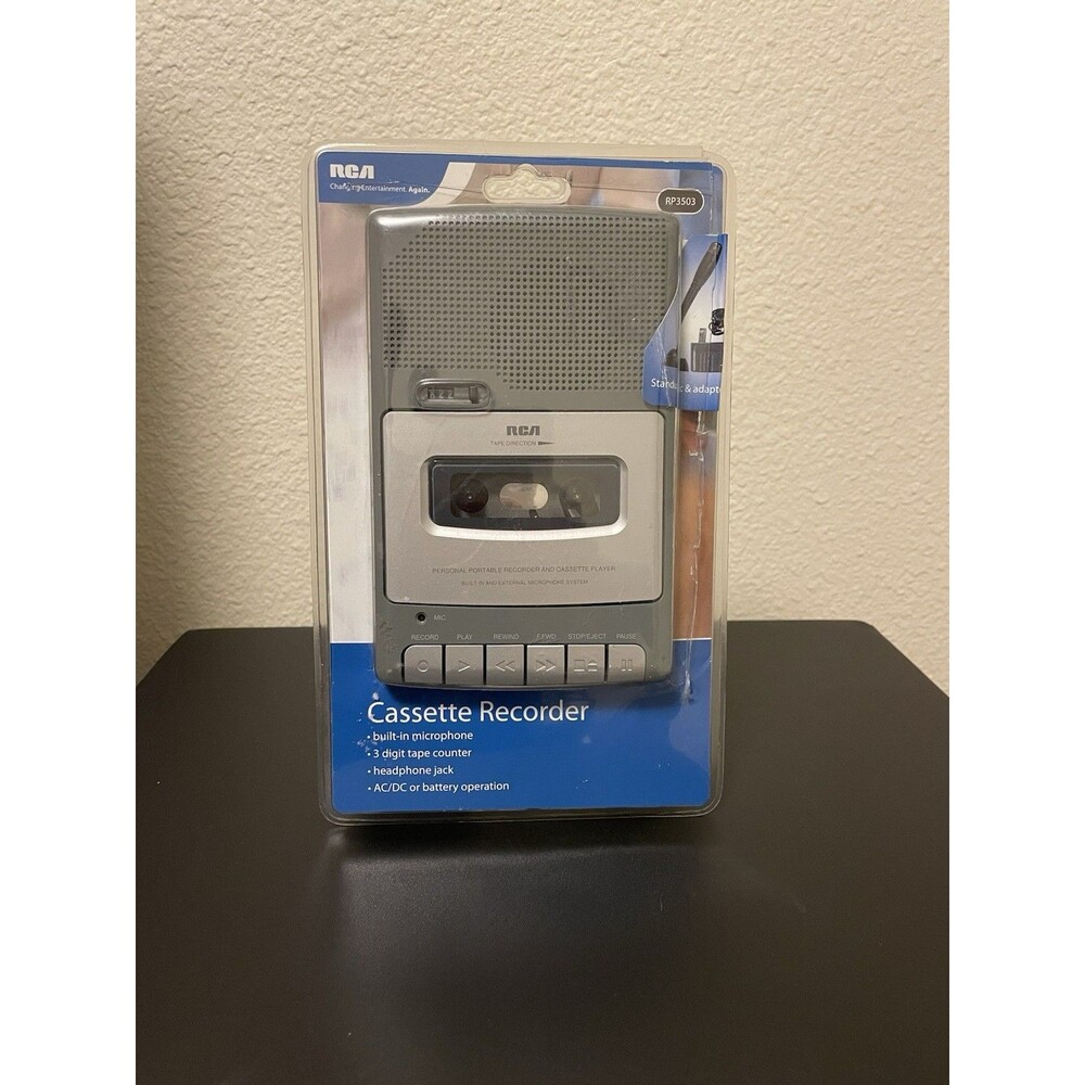RCA Cassette Recorder RP3503 with Standup Mic and A/C Adaptor-New Sealed